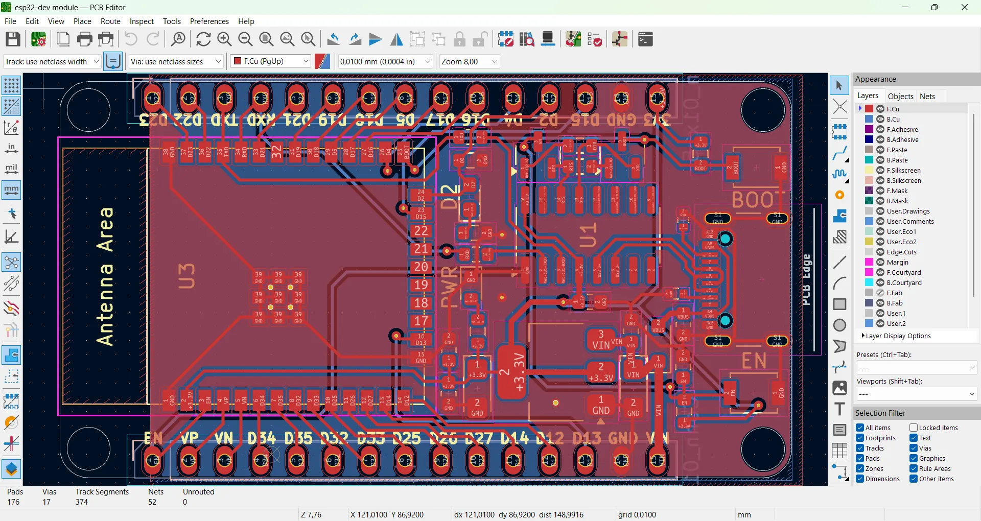 ESP32 Dev Module PCB
